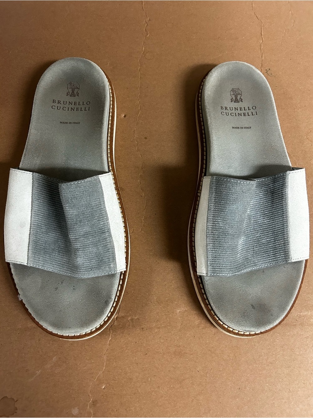 Brunello Cucinelli Gray Suede Slide